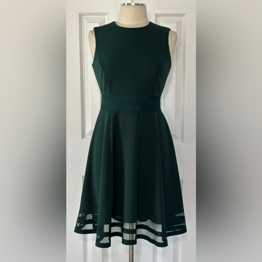 Calvin Klein Forest Green Fit & Flare Sleeveless Dress | Size 6